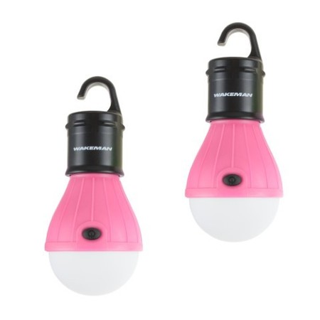 LEISURE SPORTS 2-pack Portable LED Hanging Tent Light Bulb with 3 Settings and 60 Lumen for Camping  Hiking (Pink) 409497GOS